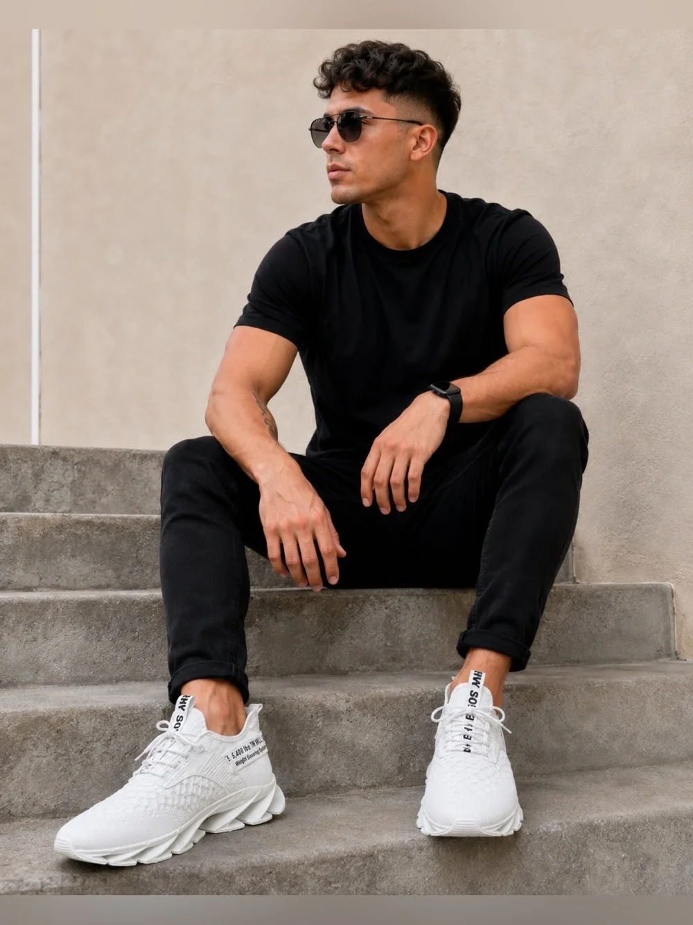 White Knit Men's Sneakers - Unbranded Comfort Runner